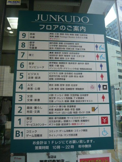 ジュンク堂の建物は、９階まであり、大規模書店に成長しています
