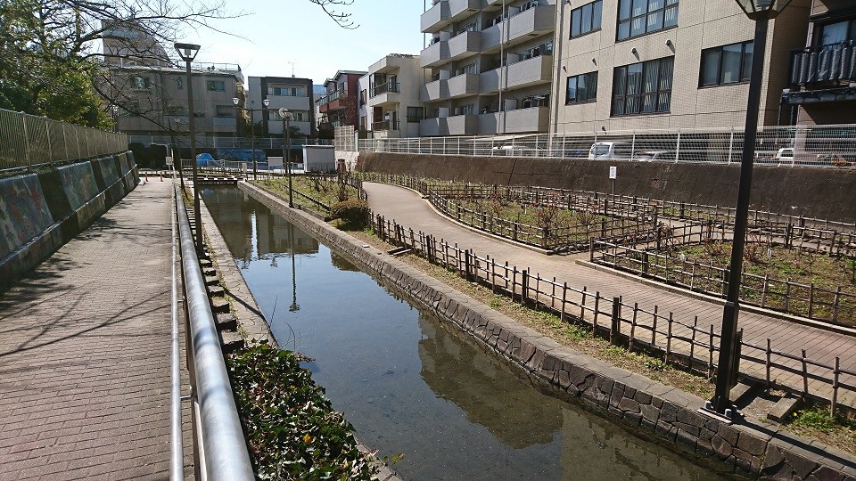 古石場川沿いに整備された公園