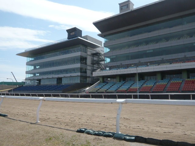 浦和競馬場の建物です。手前が、周回コースです。