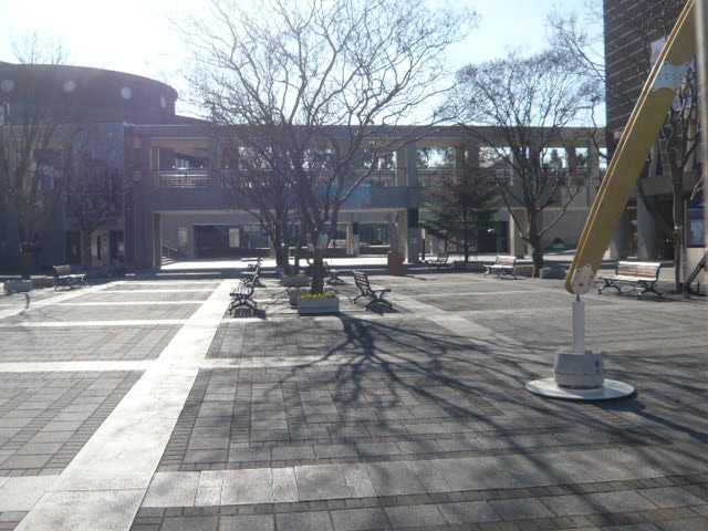 正面入口から見たミューズの建物です。画角に入りきれない大きさ