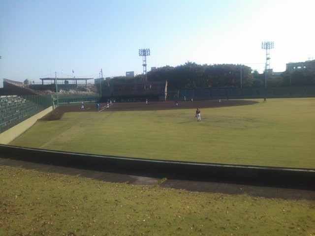 外野側から見た野球場の様子