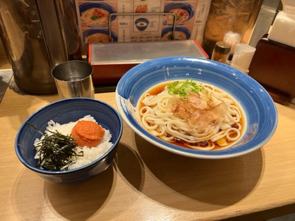 水山のぶっかけうどんと明太ご飯
