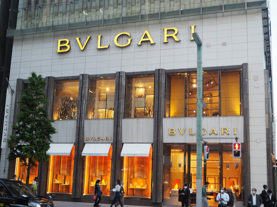 ブルガリ銀座店の外観画像。