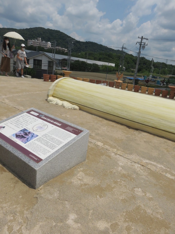 墳頂部・木棺も復元されて、周りには円筒埴輪が並べられています