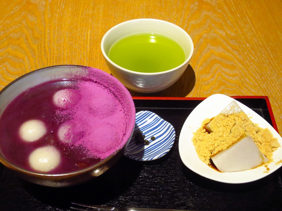 藤のおしることくず餅