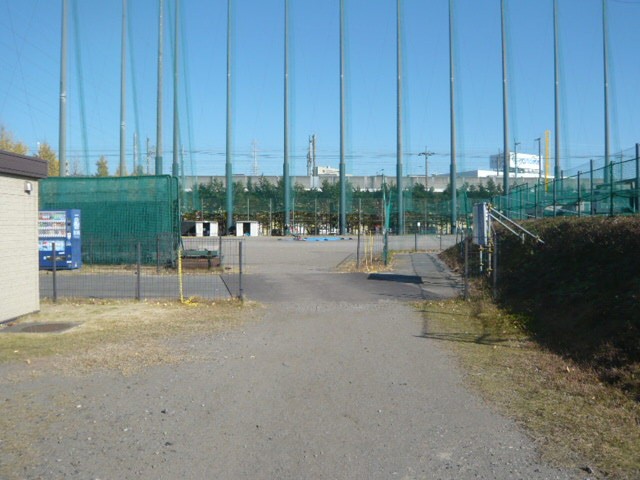 ロッテ浦和球場です。飛球保護のためのネットが張られています。