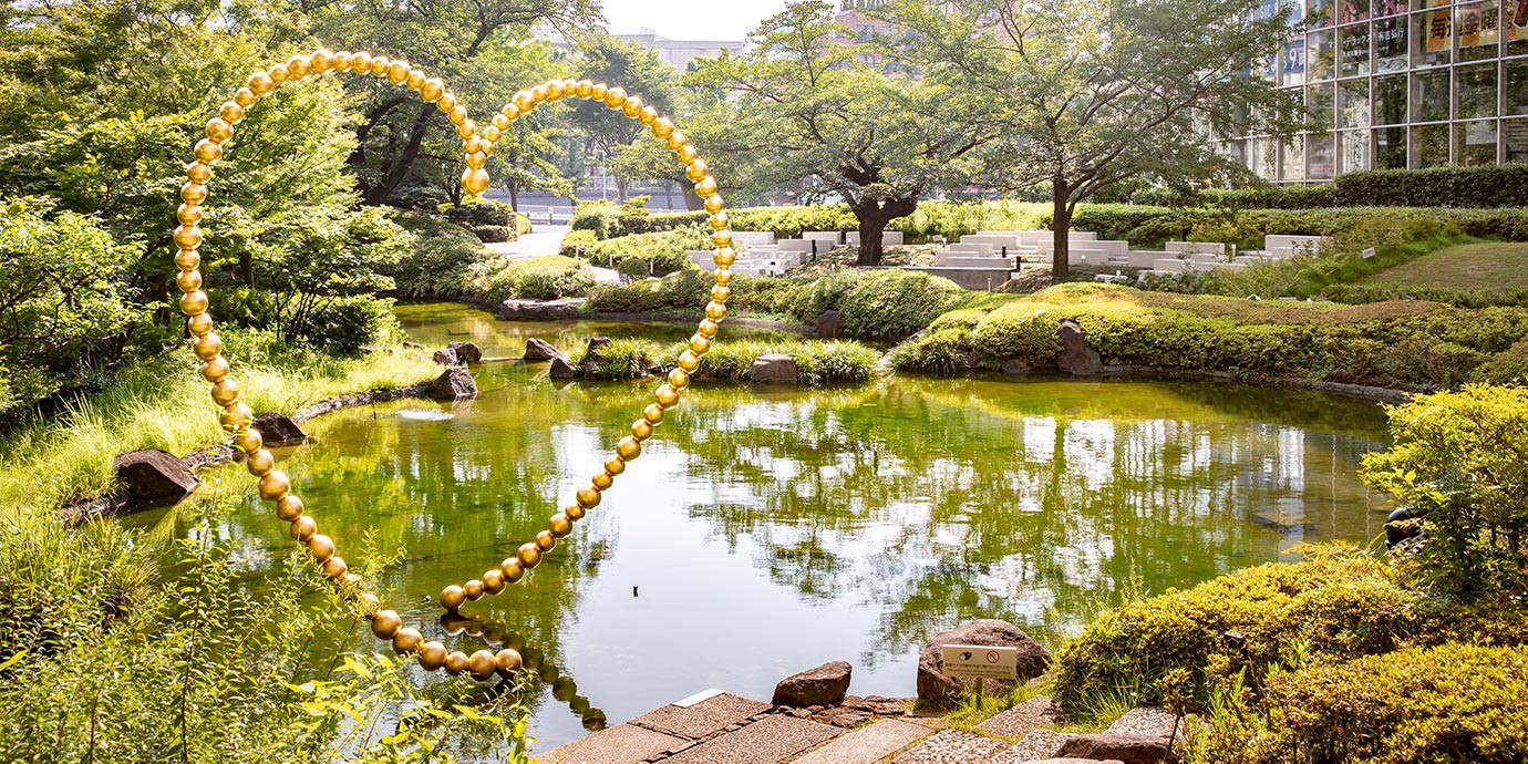 テレビ朝日のすぐそばにある毛利庭園の様子