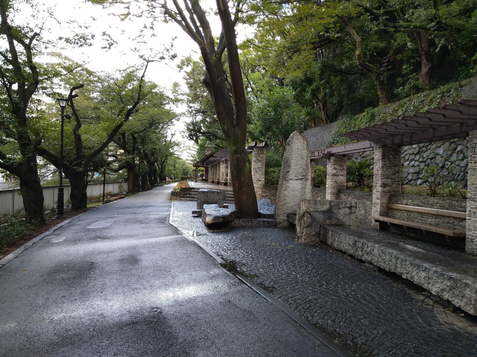 公園と隣接する”神田川桜並木遊歩道”