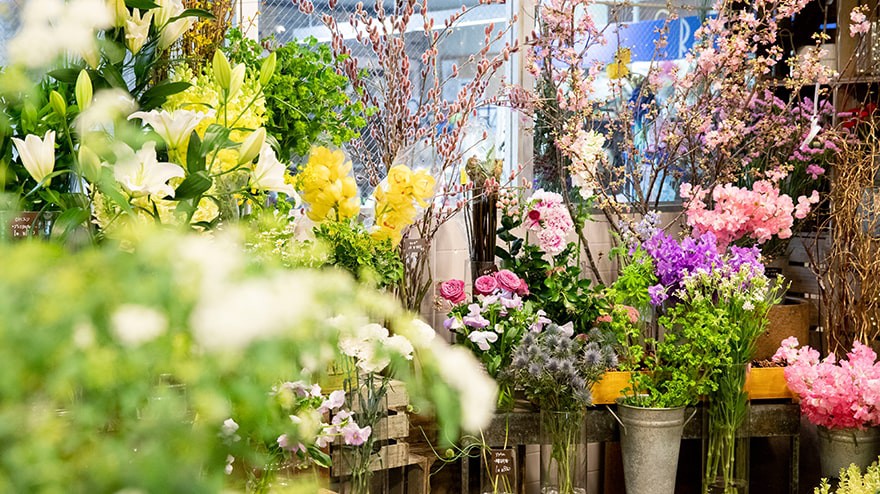 生花専門店の店内の様子