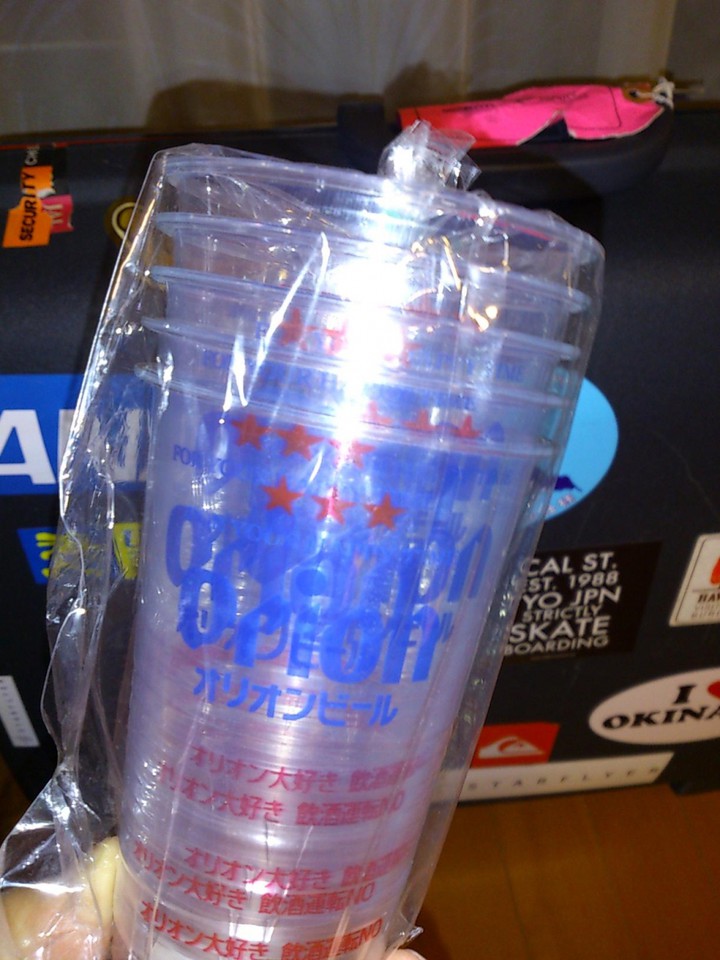 オリオンビールのプラコップは５個入り１００円