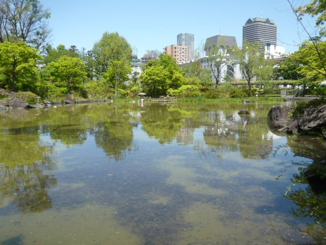 檜町公園の中心の池です。六本木や赤坂の憩いの場となっています