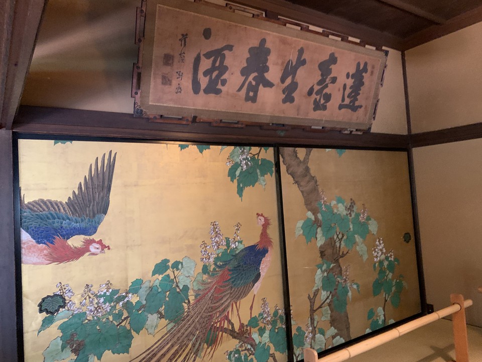 幕末の絵師　岸連山による襖絵。