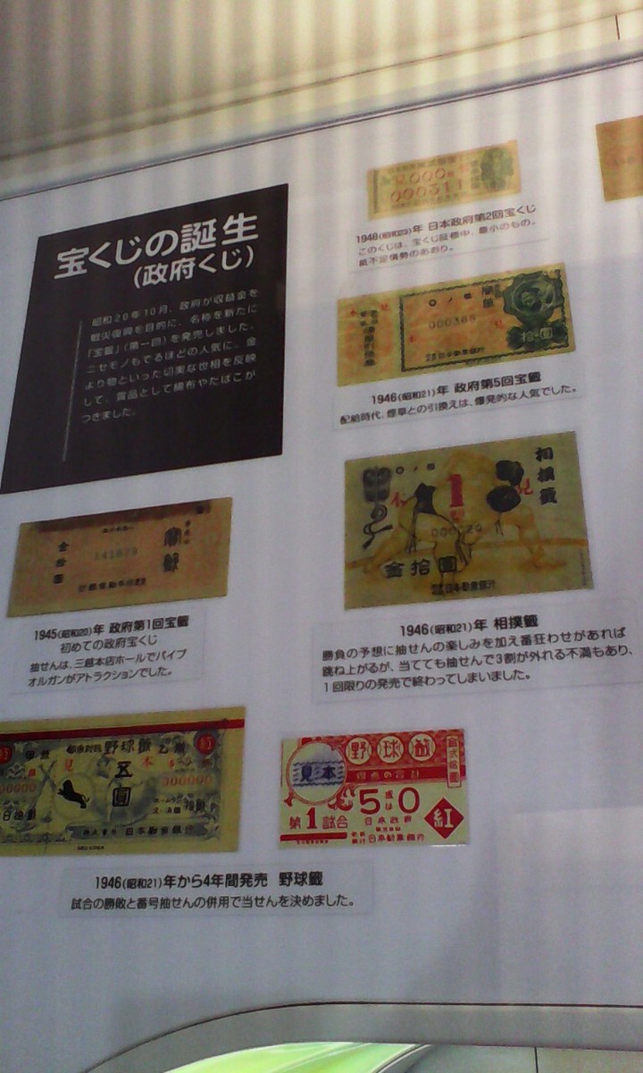 終戦直後の宝くじなども展示