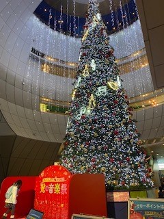 内部の吹き抜けにはとても大きなクリスマスツリーがありました。