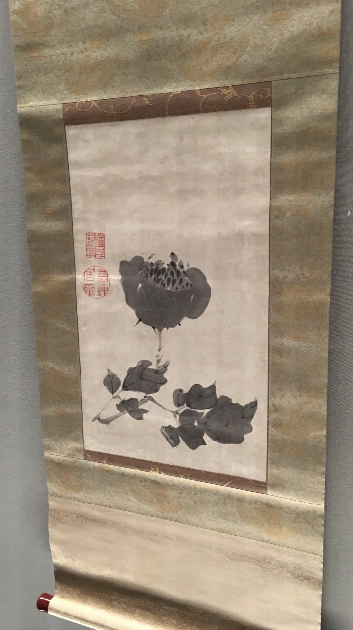 紙本墨画『牡丹図』 18世紀　伊藤若冲　福田美術館蔵