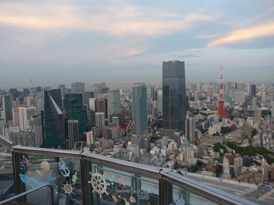 東京スカイツリーと東京タワー方面風景