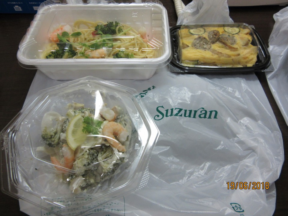 地下で購入した惣菜。