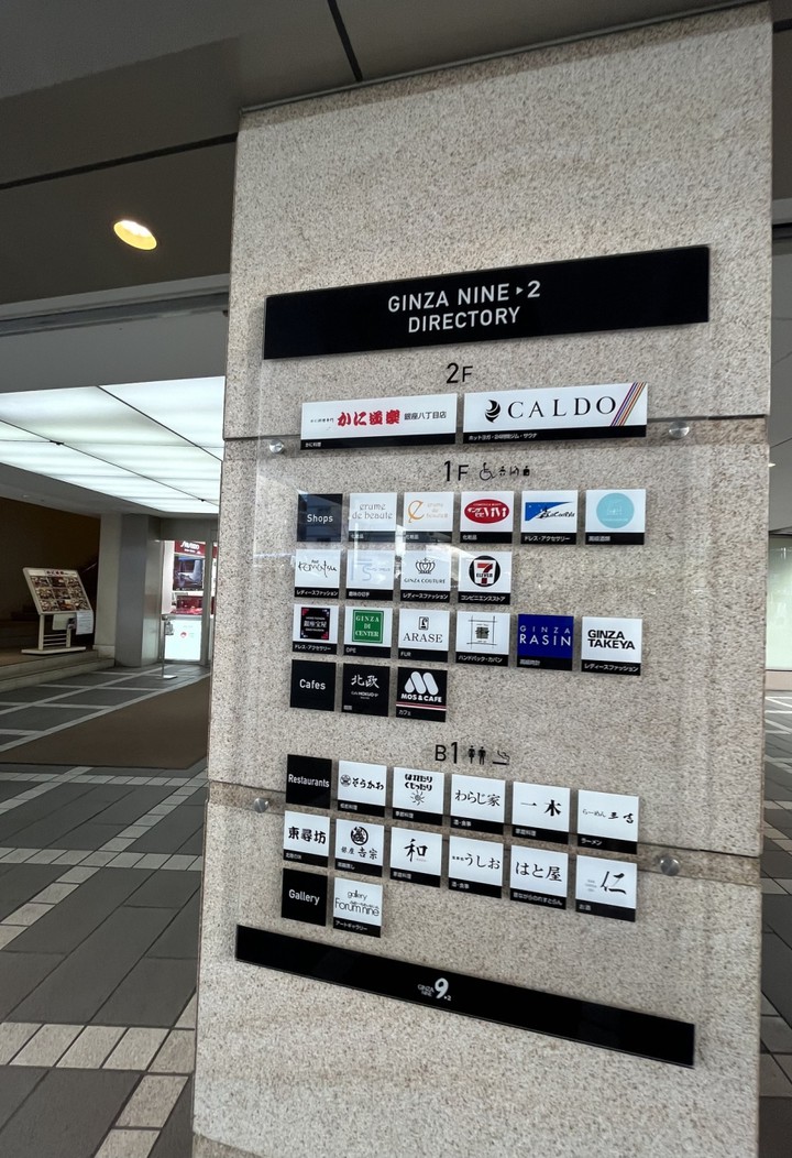 銀座ナインの案内板