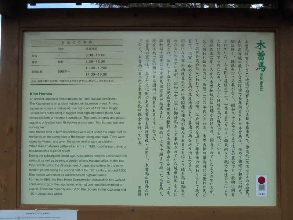木曽馬の案内看板