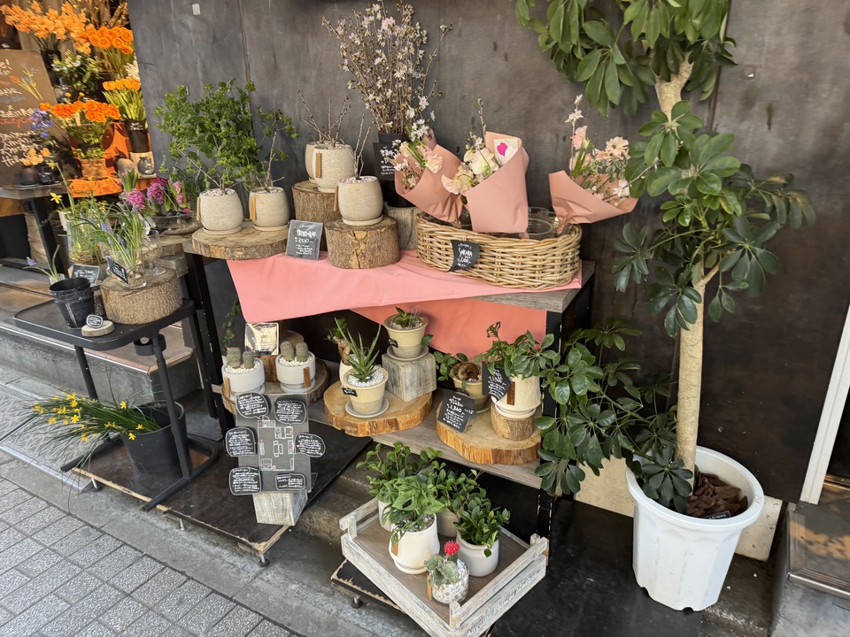 Aoyama Flower Marketの店舗の店頭の花
