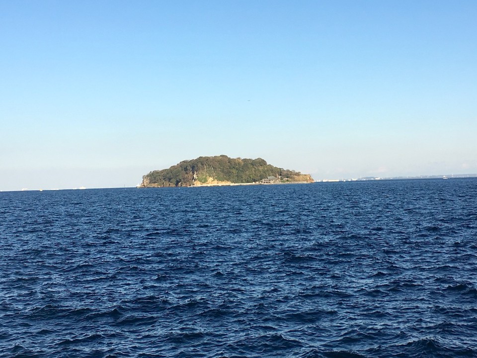 正面に見える猿島