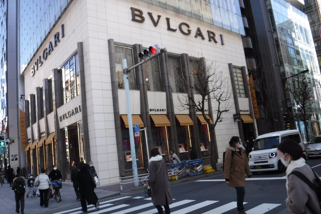 ブルガリ銀座店の外観画像。