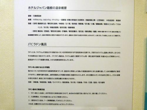 ホテルジャパン箱根の温泉概要とJTCラドン風呂の案内