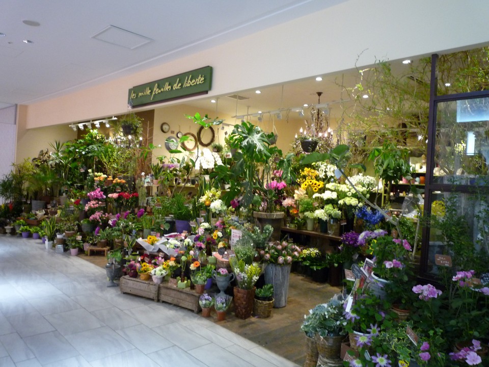 地下のお店にお花がいっぱい