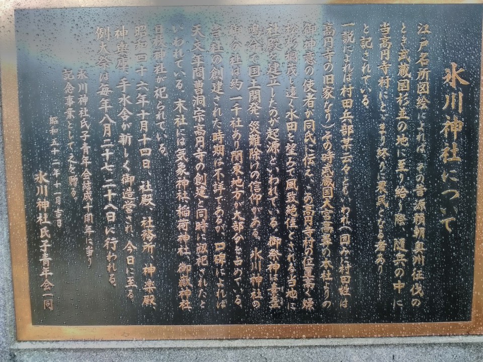 氷川神社案内板