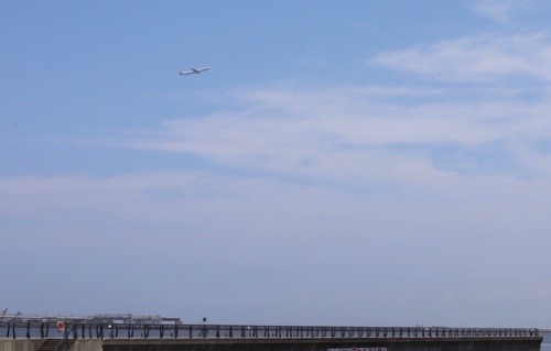 公園からは海と飛行機が見えました